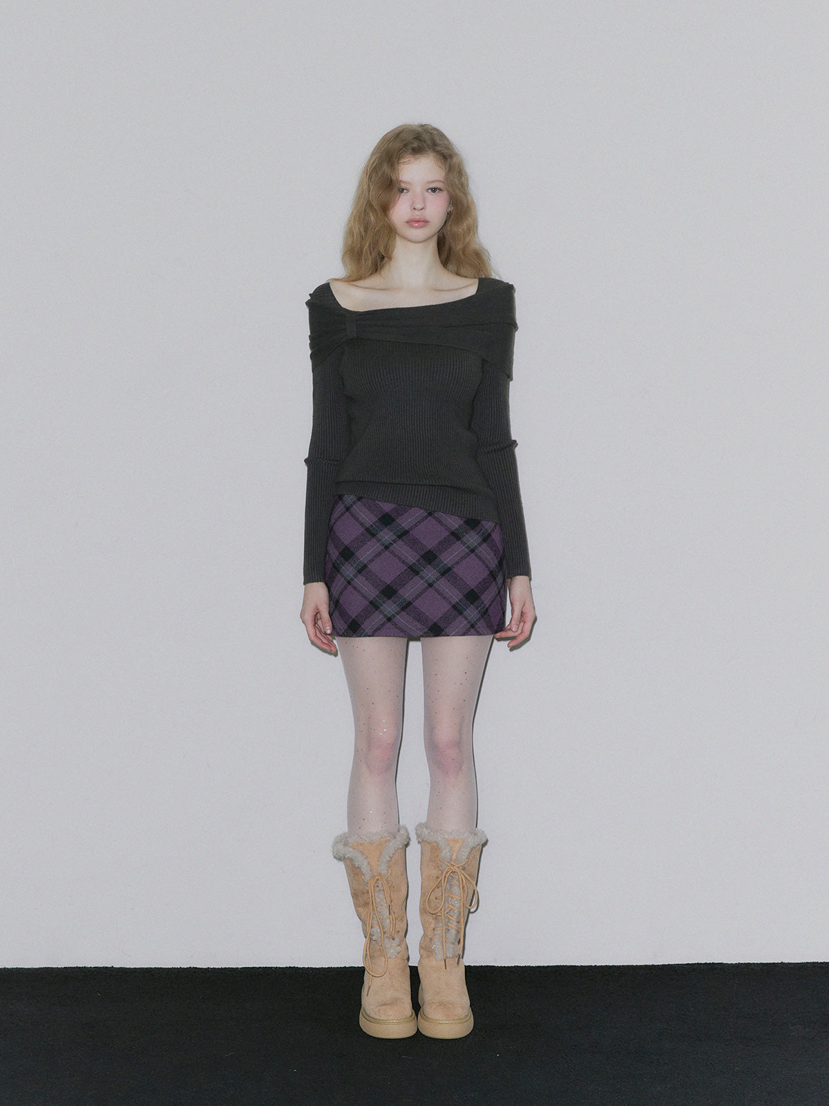 【TWEE】Maglia a coste Turing Ribbon Drape