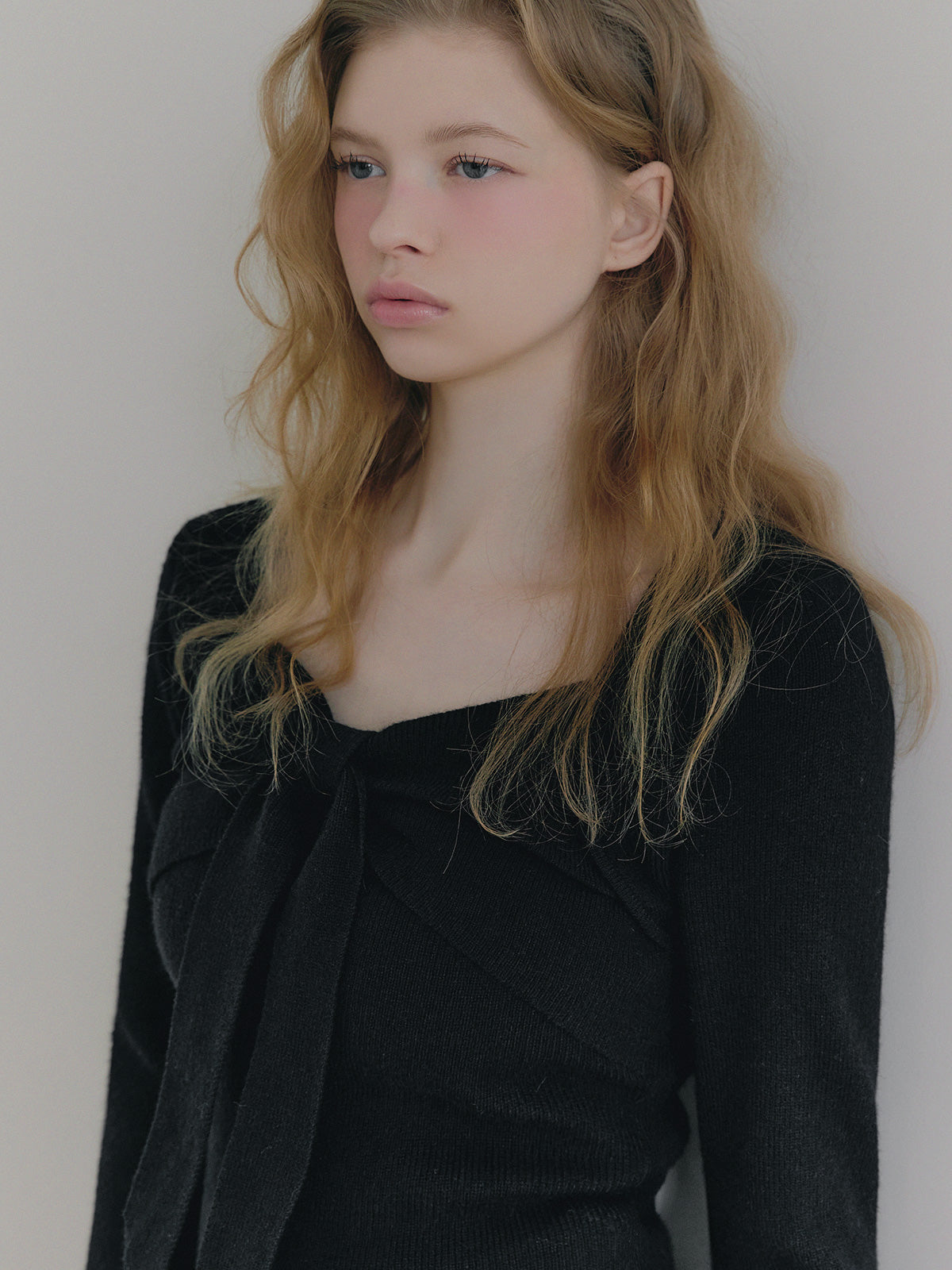 [TWEE]Top bolero in maglia con nastro Conte