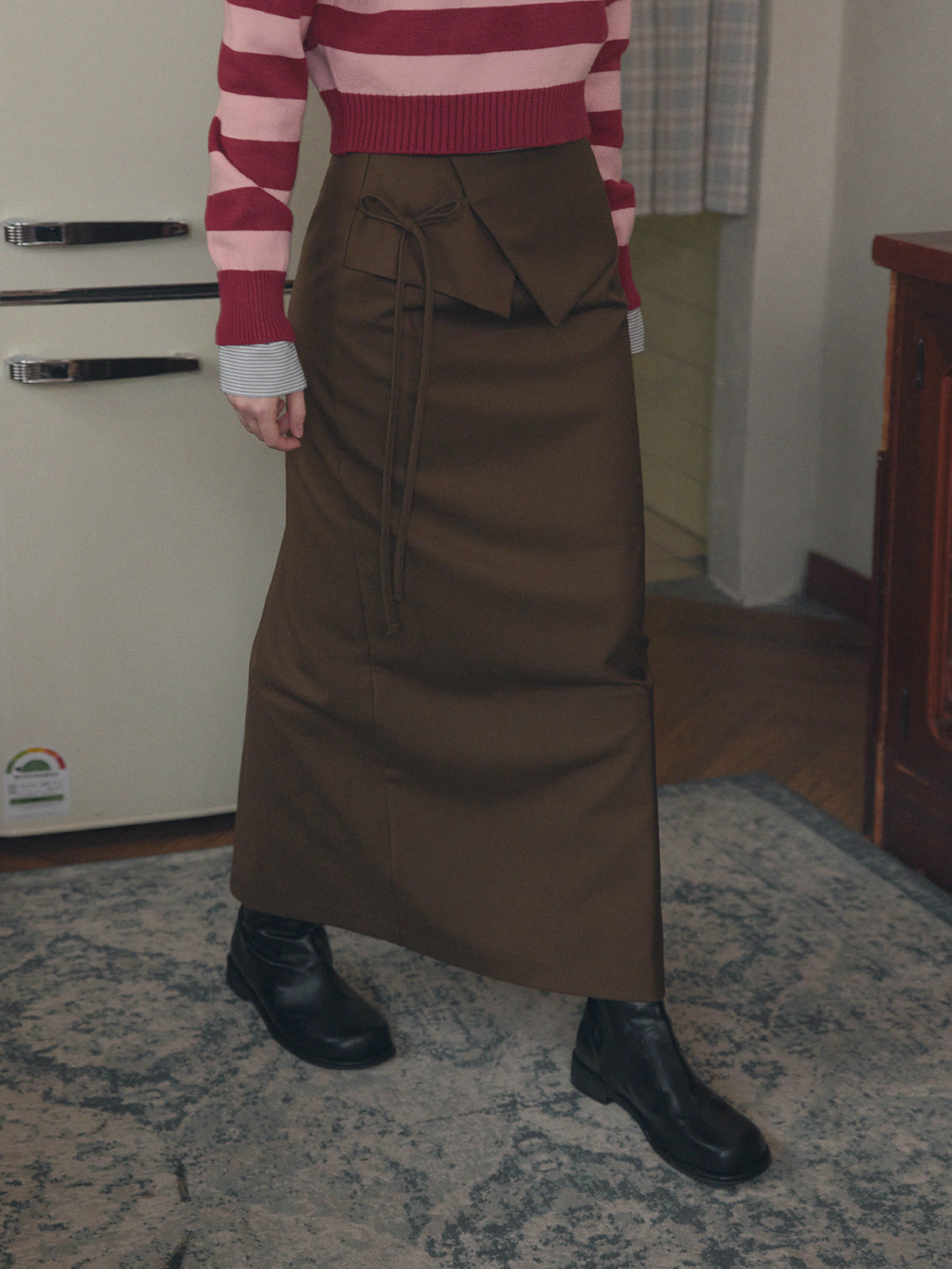 [TWEE] Lenk Layered Strap Maxi Long Skirt
