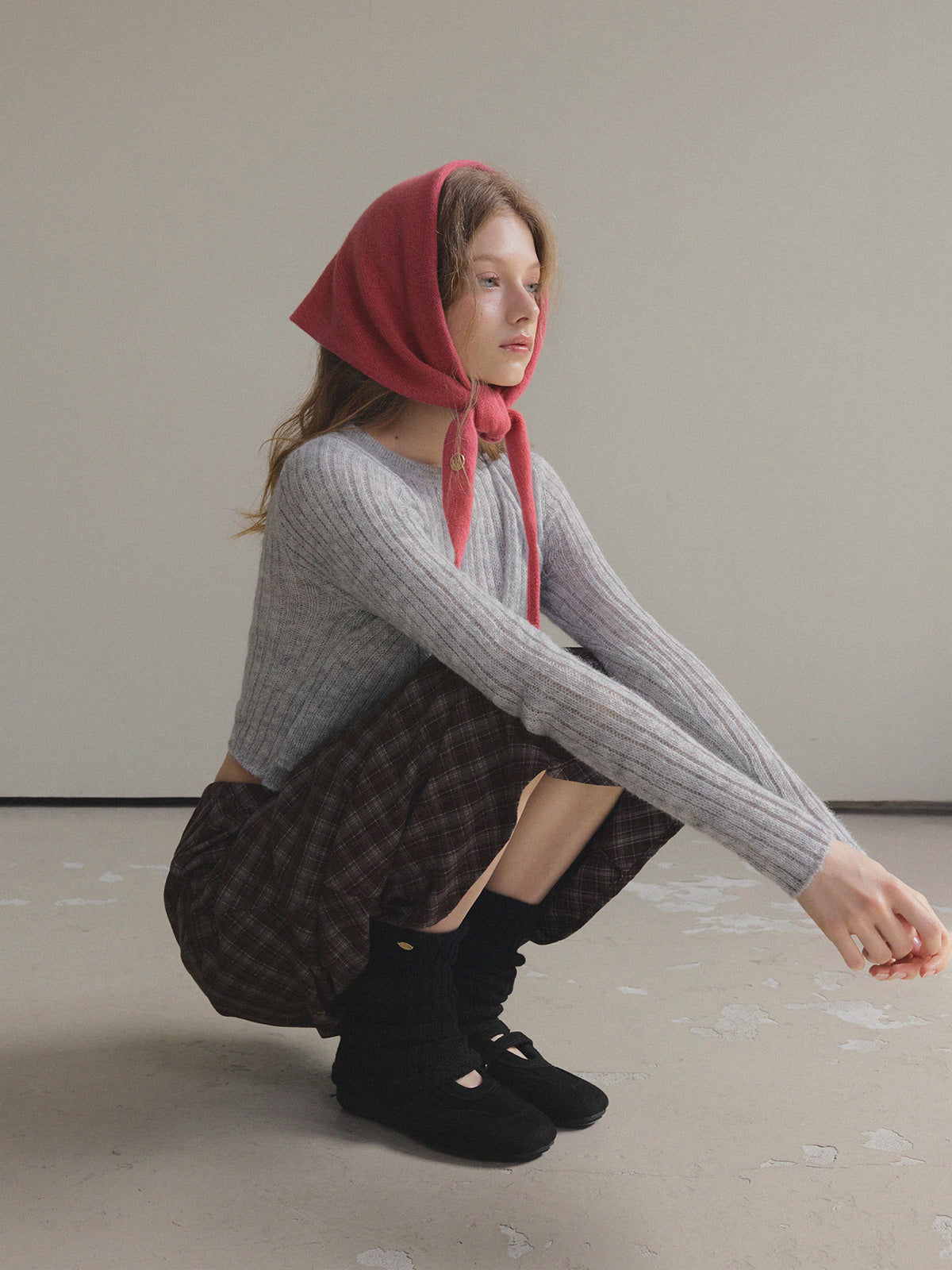 [TWEE] Conel Layered Crop Long-Sleeve Knit