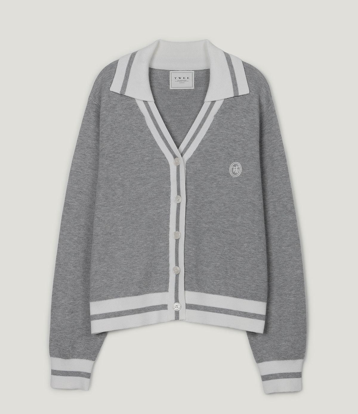 [TWEE] Cardigan in Burel con colletto a contrasto