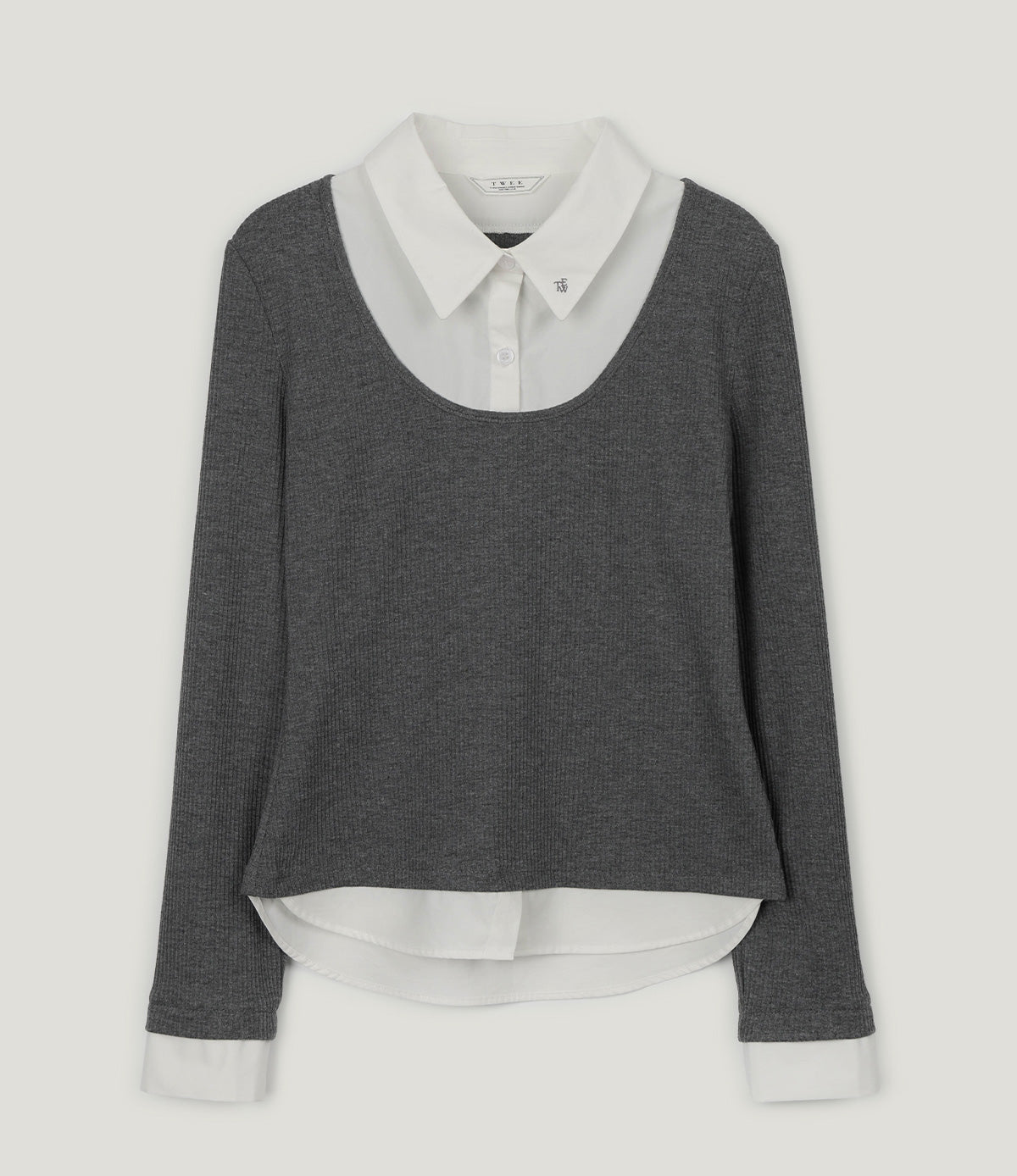 [TWEE] Ellen contrast rib long sleeve t-