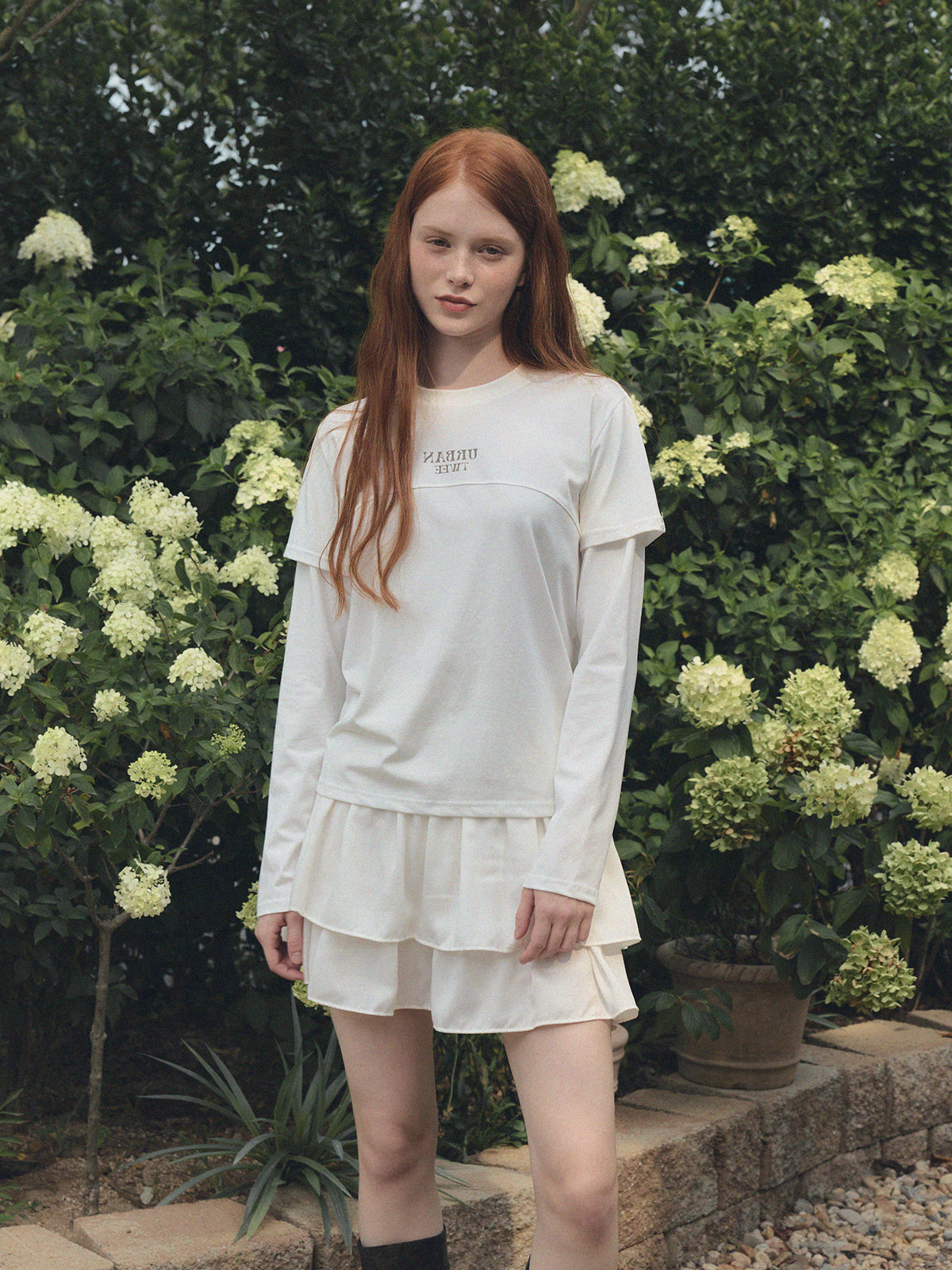 [ TWEE ]  Foil Layered Print Long Sleeve T-Shirt