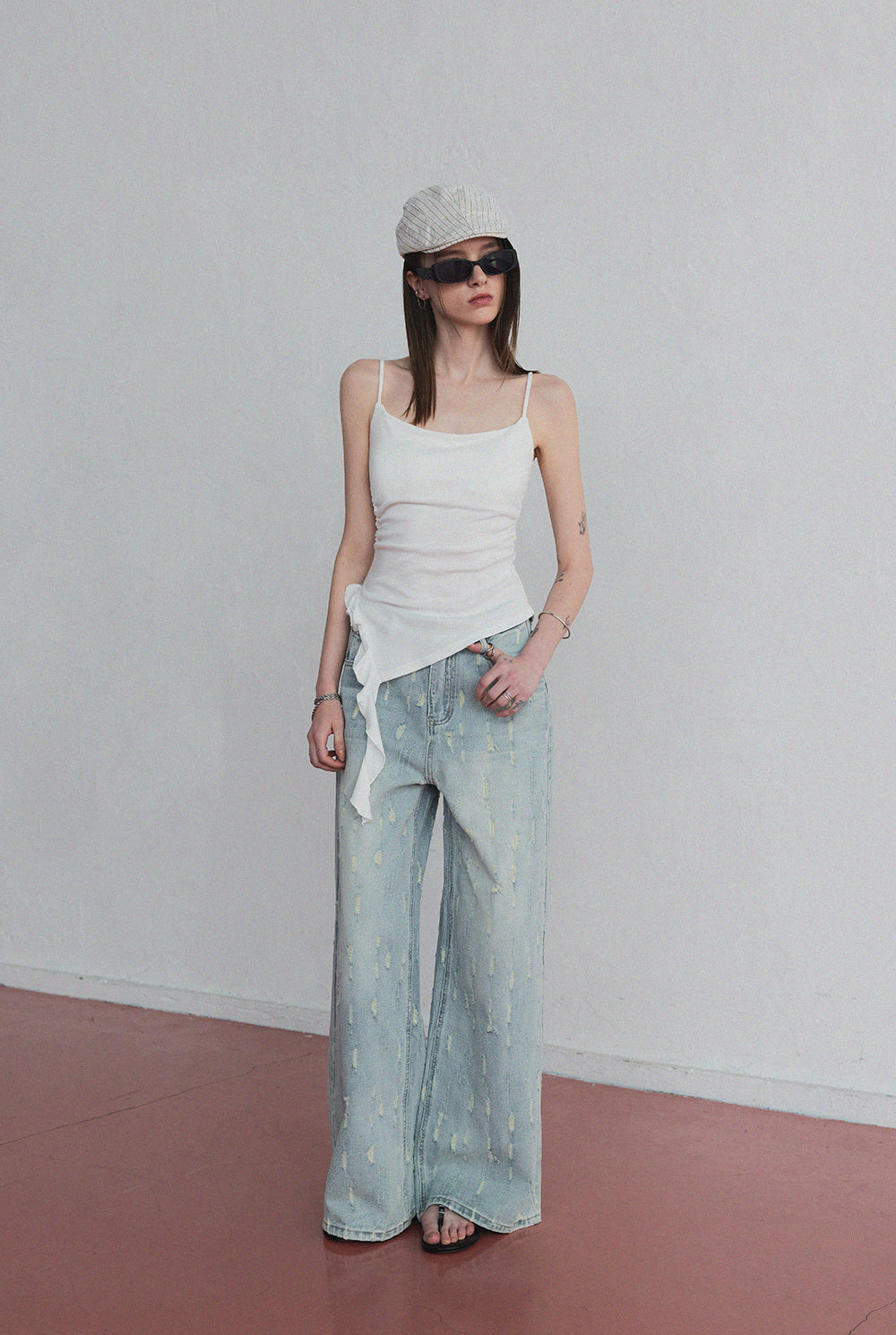 [TWEE] [GROWHIDE] Hyphen crack wide denim