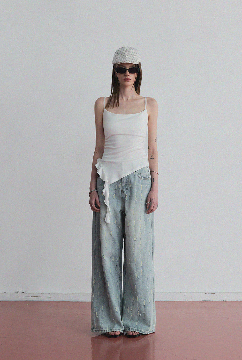 [TWEE] [GROWHIDE] Hyphen crack wide denim