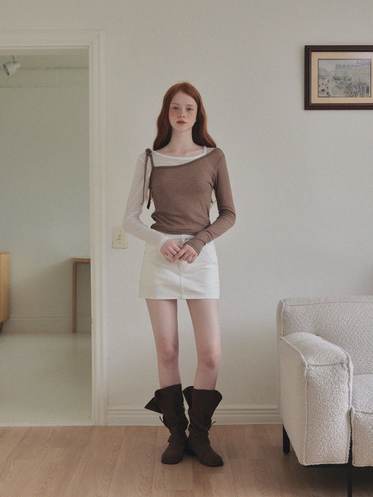 [TWEE] Winve Colorblock-Langarm-T-Shirt im Lagenlook