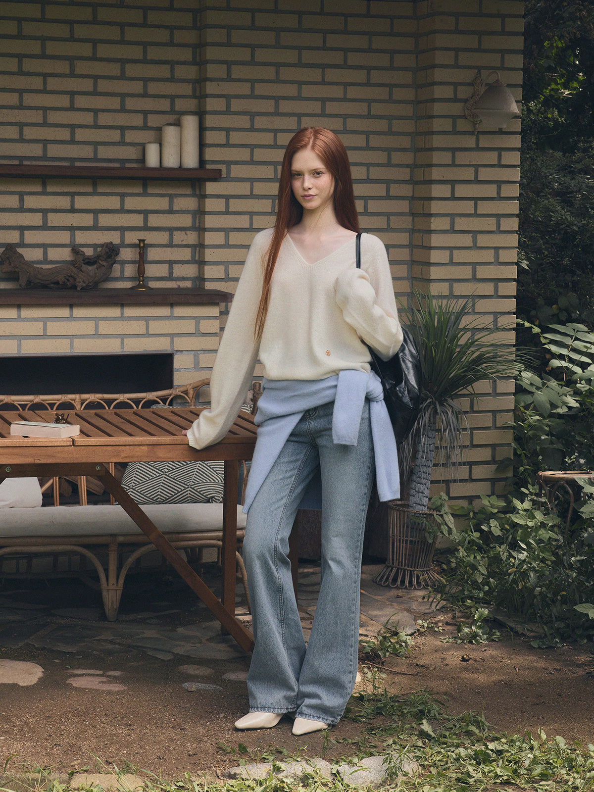 [TWEE] Longc Wool Pastel V-Neck Long-Sleeve Knit