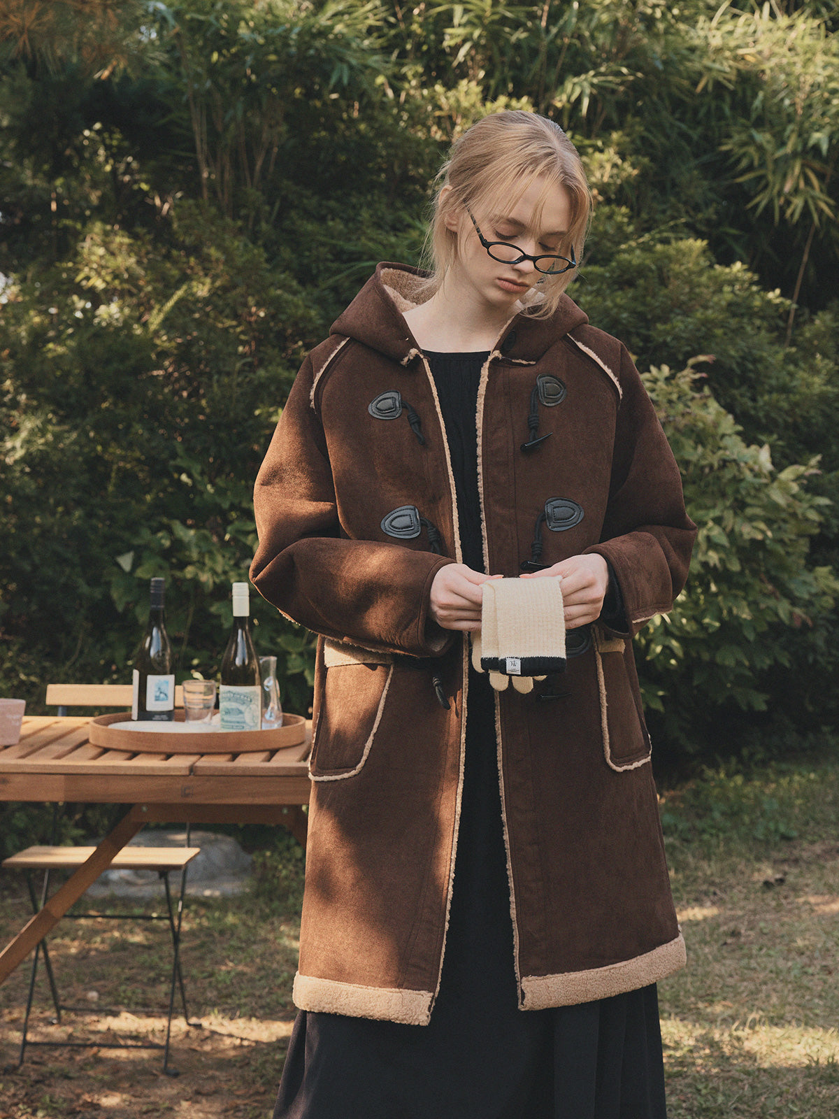 [TWEE]Tolz Wildleder Kapuzenlanger Dufflecoat