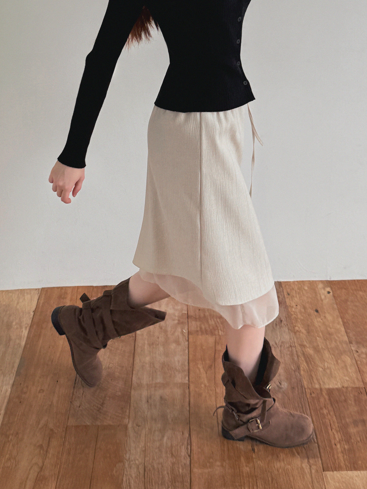 [TWEE]Astel Layered Midi Skirt