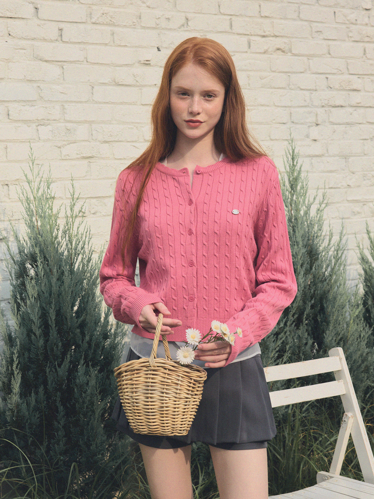 [TWEE] Ritti Cable Round Neck Long Sleeve Cardigan