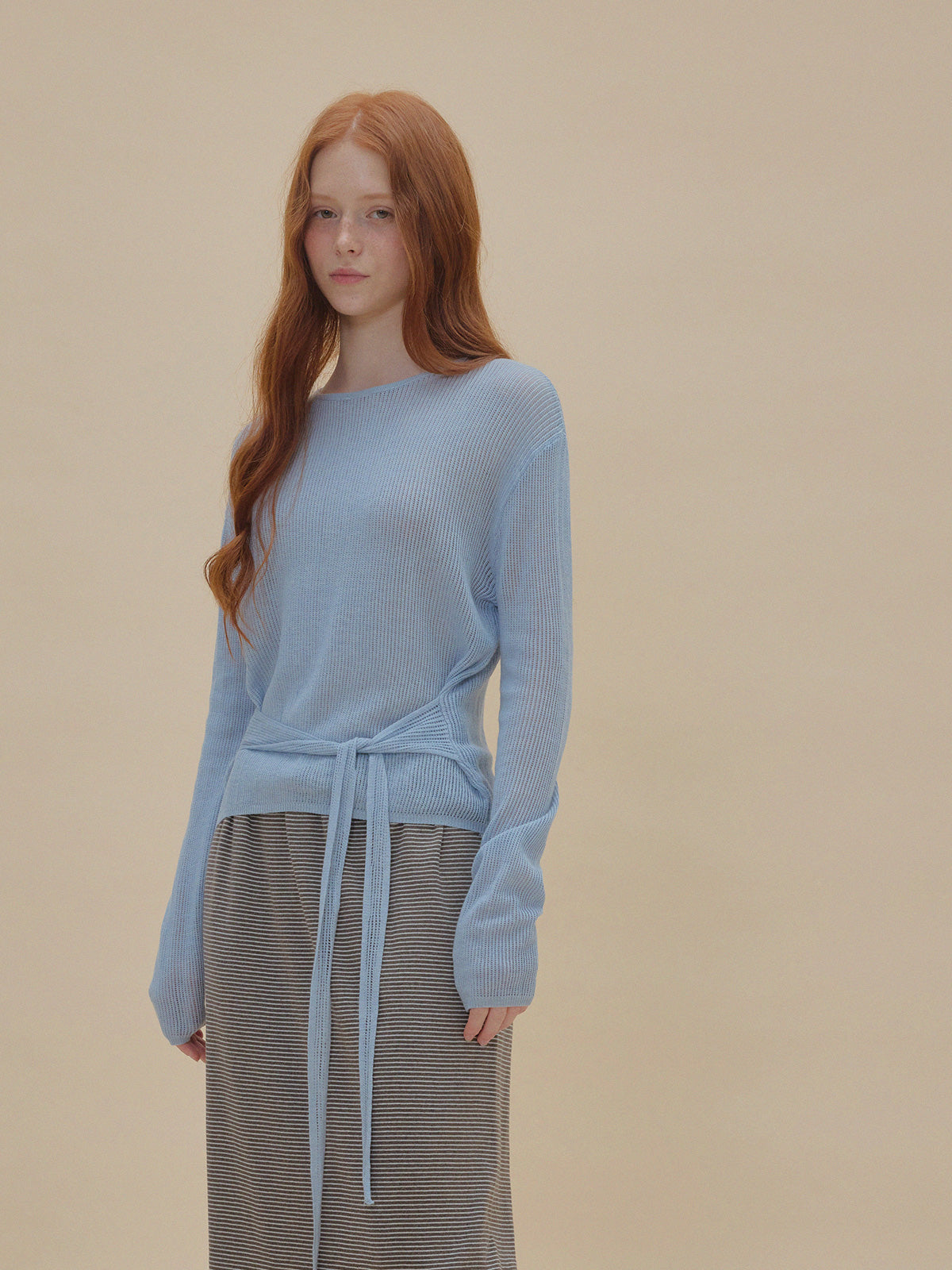 [TWEE ]Tuna eyelet strap long-sleeve knit