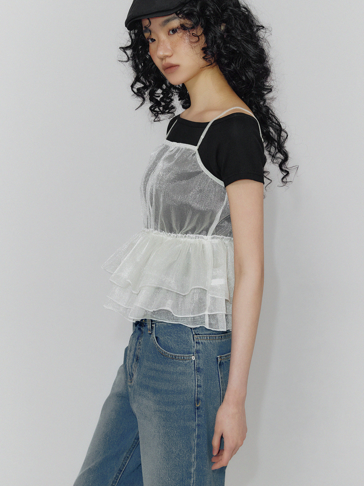 [TWEE] Rimon Sheer Layered Ruffle Bustier