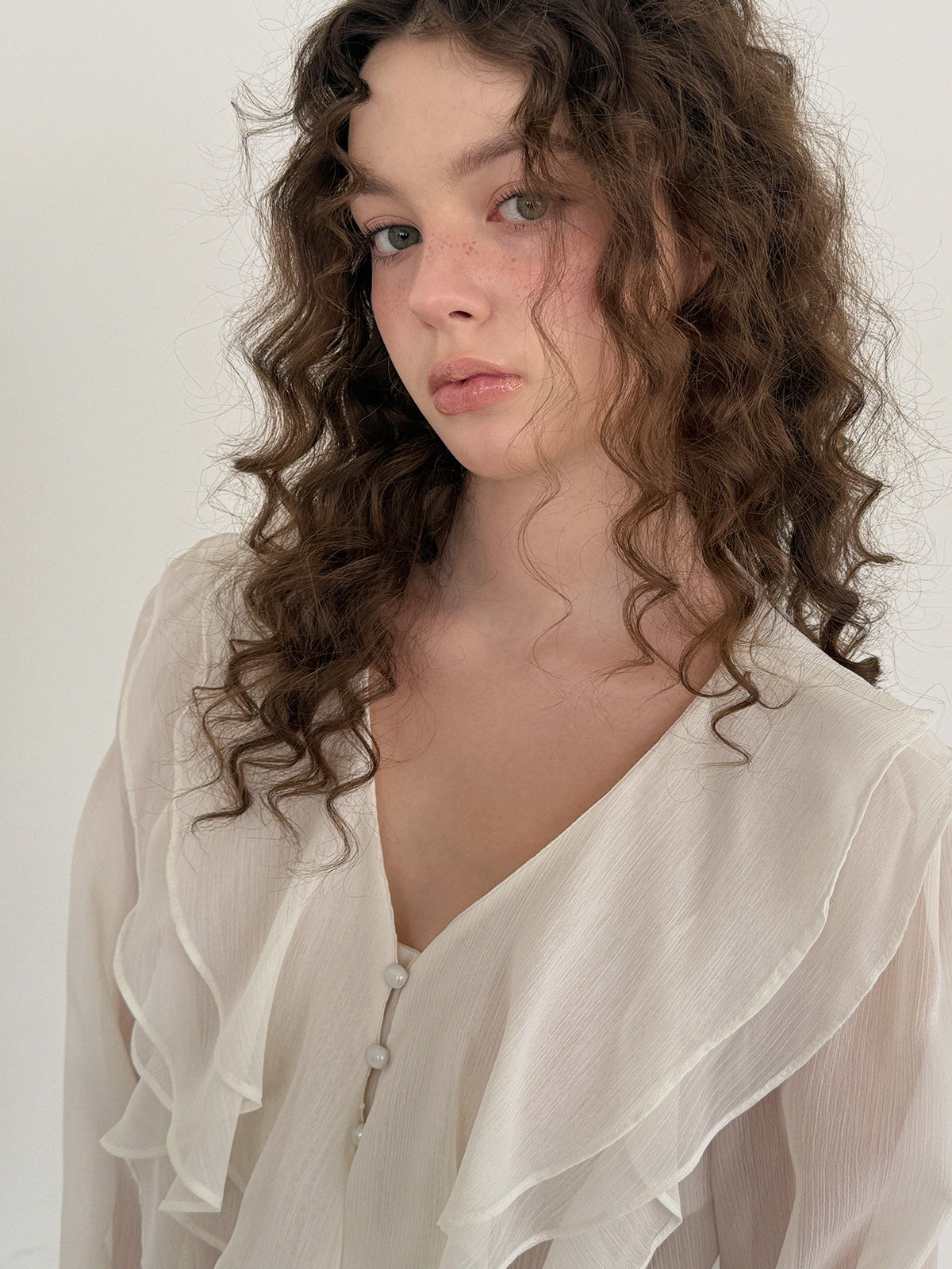 [TWEE] Pore frill bohemian long sleeve blouse