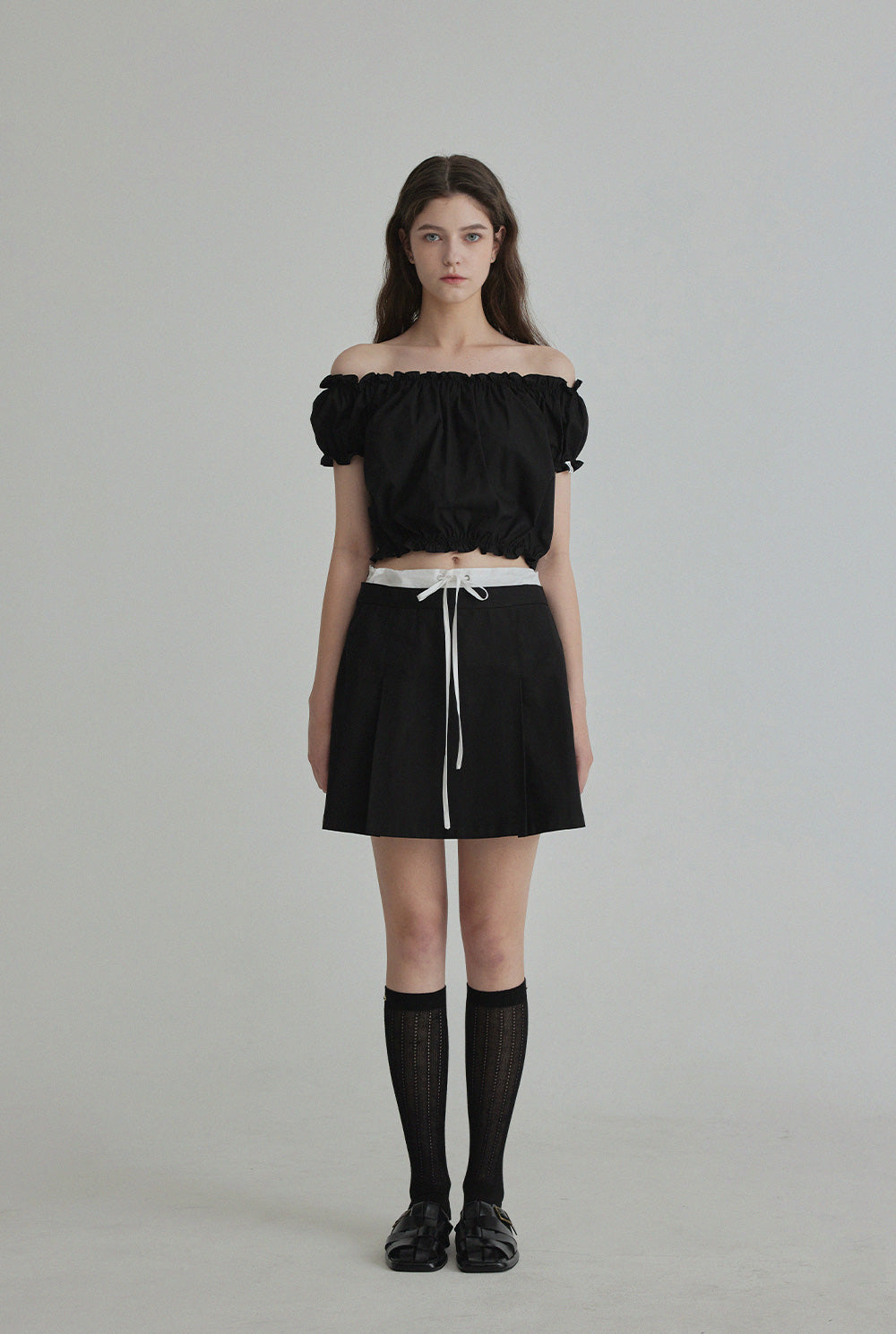 [TWEE] Melinz color-block Pleated Mini skirt
